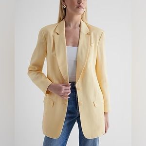 NWT! $168 Express Linen-Blend Oversized Boyfriend Blazer